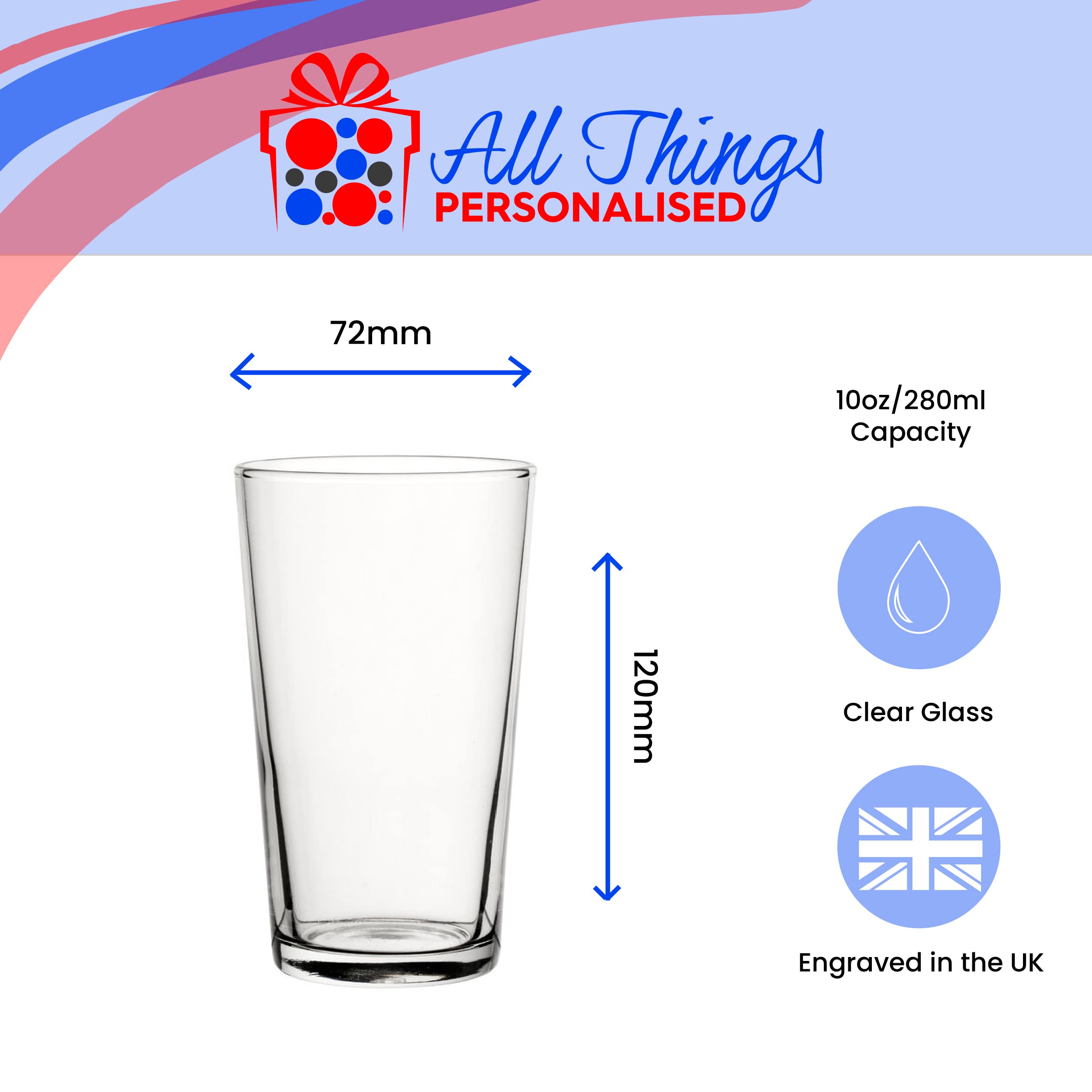 Vaso de hiball cónico personalizado grabado de 10 onzas/295 ml, cualquier mensaje para cualquier ocasión, como cumpleaños, bodas, Navidad, Pascua, graduación, grabado en el Reino Unido