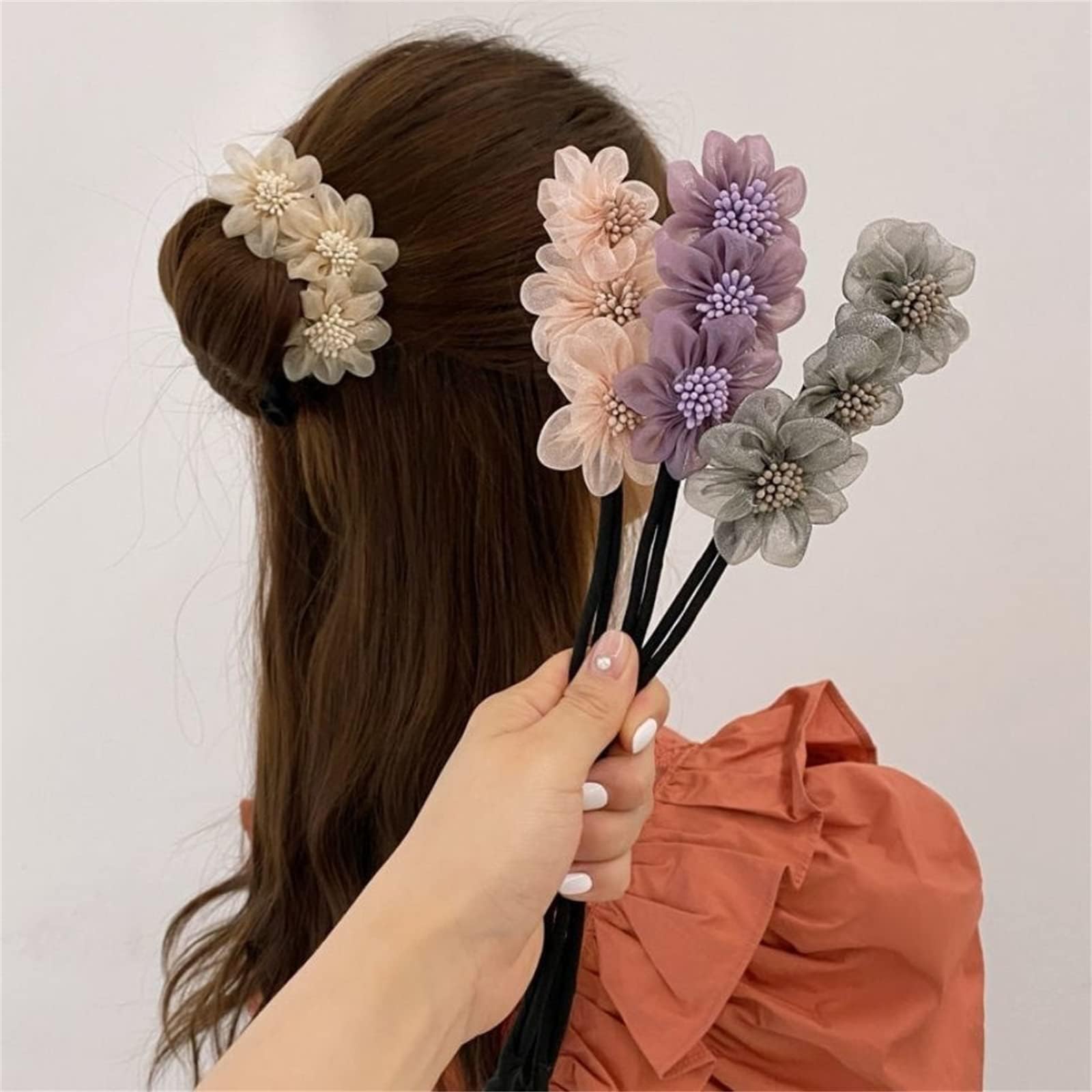 3 Pieces Magic Pearl Donut Hair Accessory for Women - DIY Flower Bow & Curl Style Maker