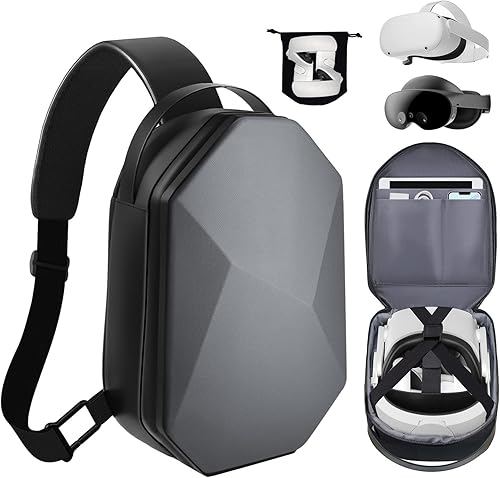 TOENNESEN Funda de transporte rígida compatible con Meta Quest ProOculus Quest 2 accesorios VR con KiWiBOBOBOVR todas las correas para la cabeza y
