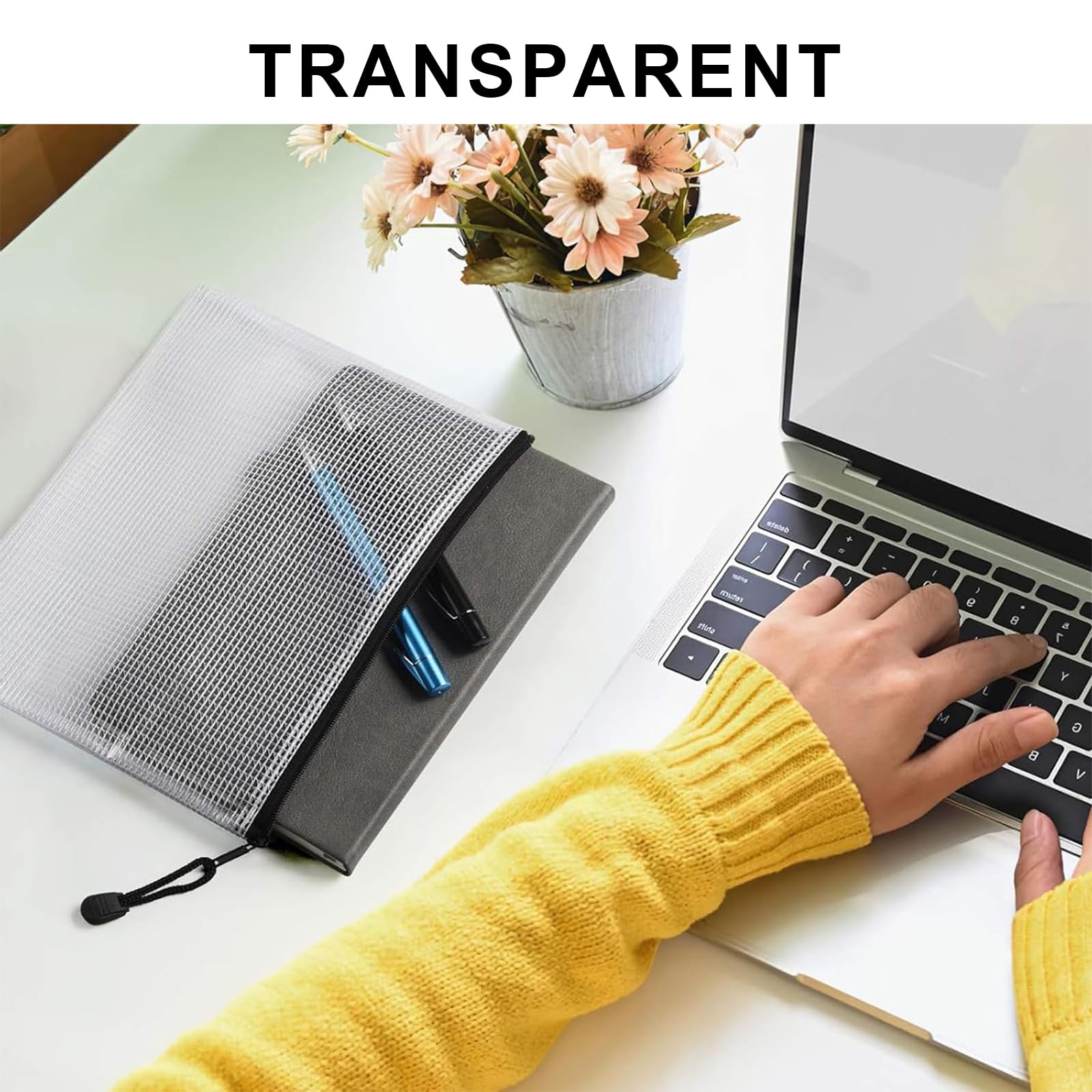 20 Stück Wasserdichte Dokumententasche A4 mit Reißverschluss, Transparente Zipper Beutel für Papier, Dokumenten, Kosmetika - Kunststoff Mesh Reißverschlusstaschen