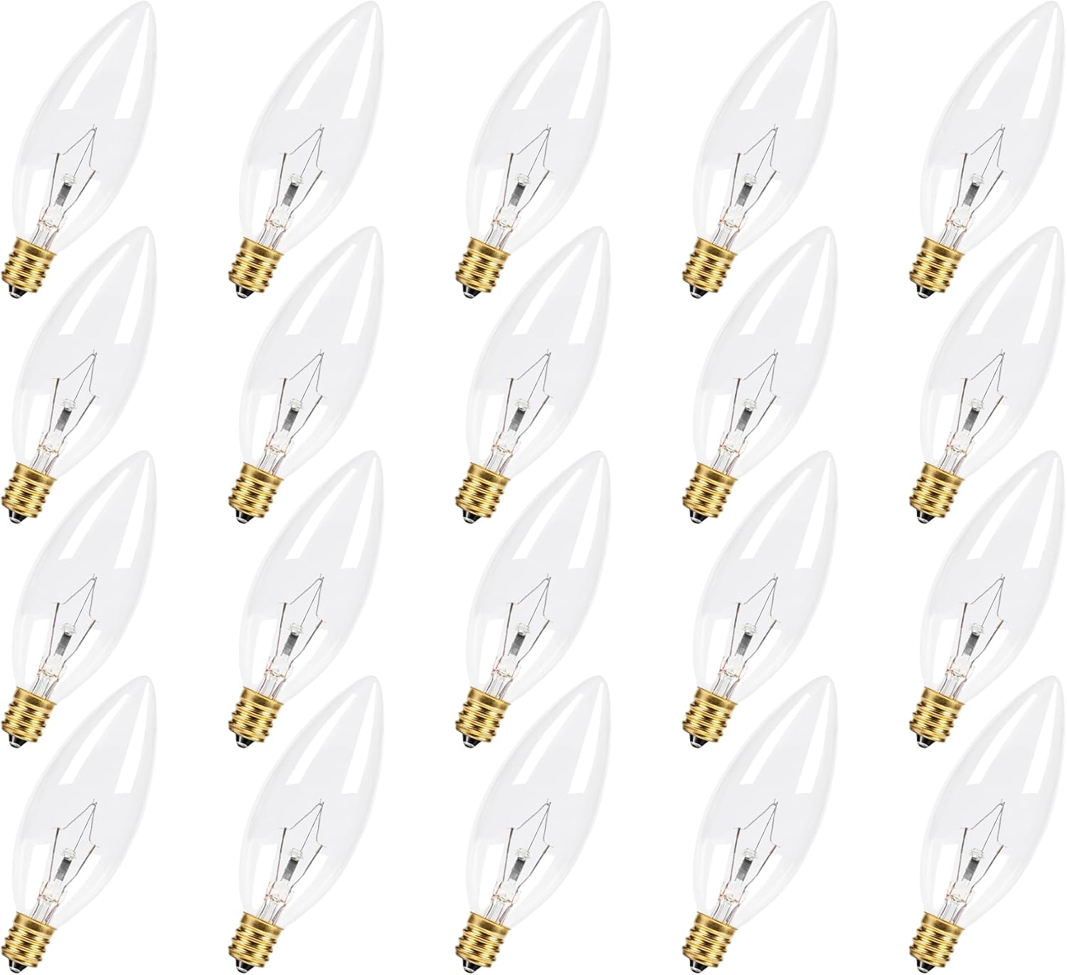 CYLYT 12-Pack E12 Candelabra Light Bulbs 40W Warm White 2500K, 380 Lumen Chandelier Light Bulb for Ceiling Fan, Indoor or Outdoor, B10 Clear Incandescent Candle Bulbs, Dimmable