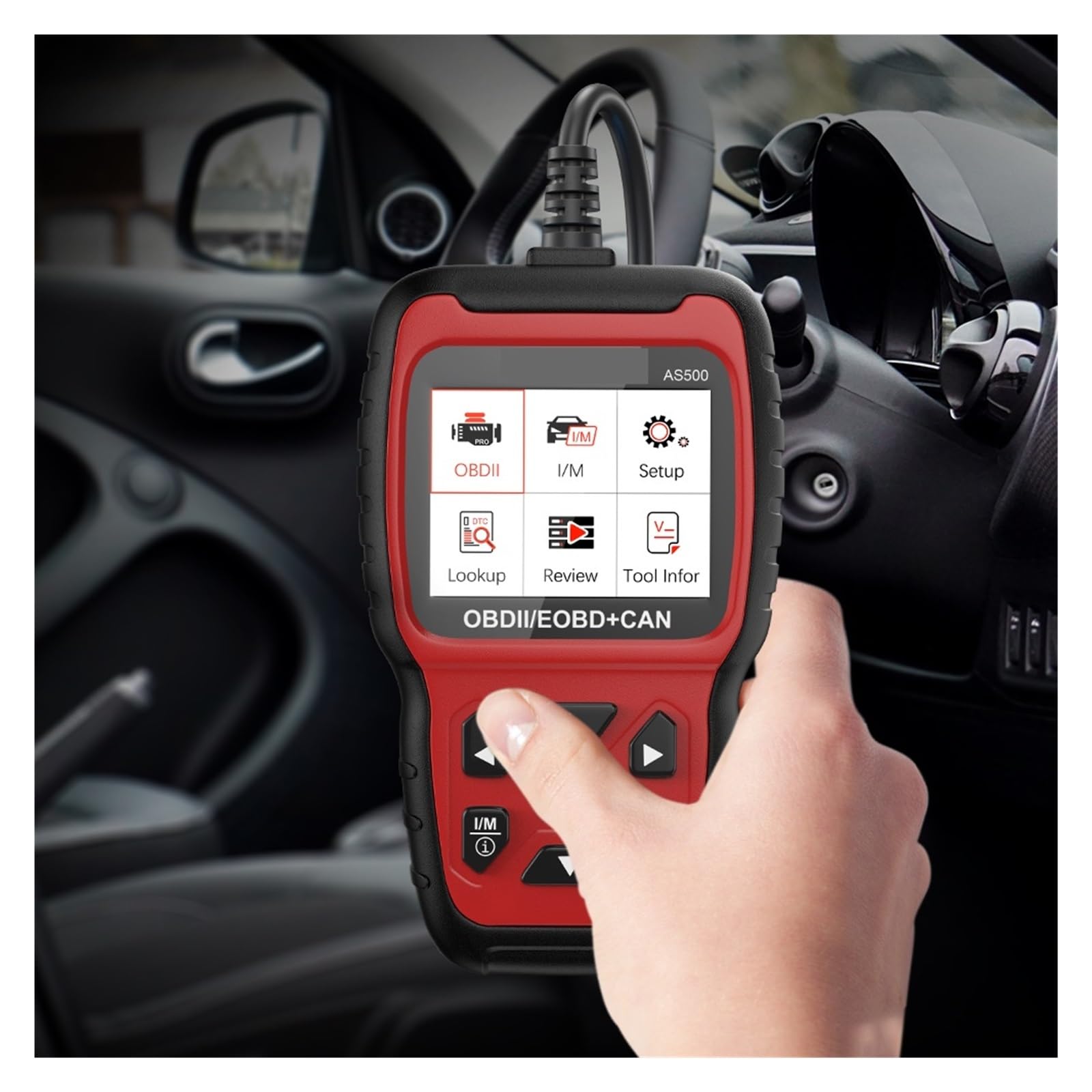 Escáner AS500 OBD2 for Comprobar el Motor del Coche, Lector de códigos, Herramienta de diagnóstico automotriz OBD 2 multilingüe