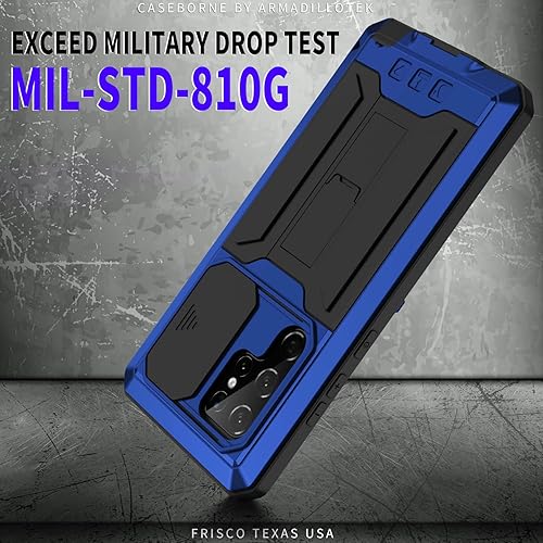 Miniatura 6 de Funda para Samsung S22 Ultra con protector de cámara de pantalla, Samsung S22 Ultra resistente de metal militar resistente a prueba de agua con