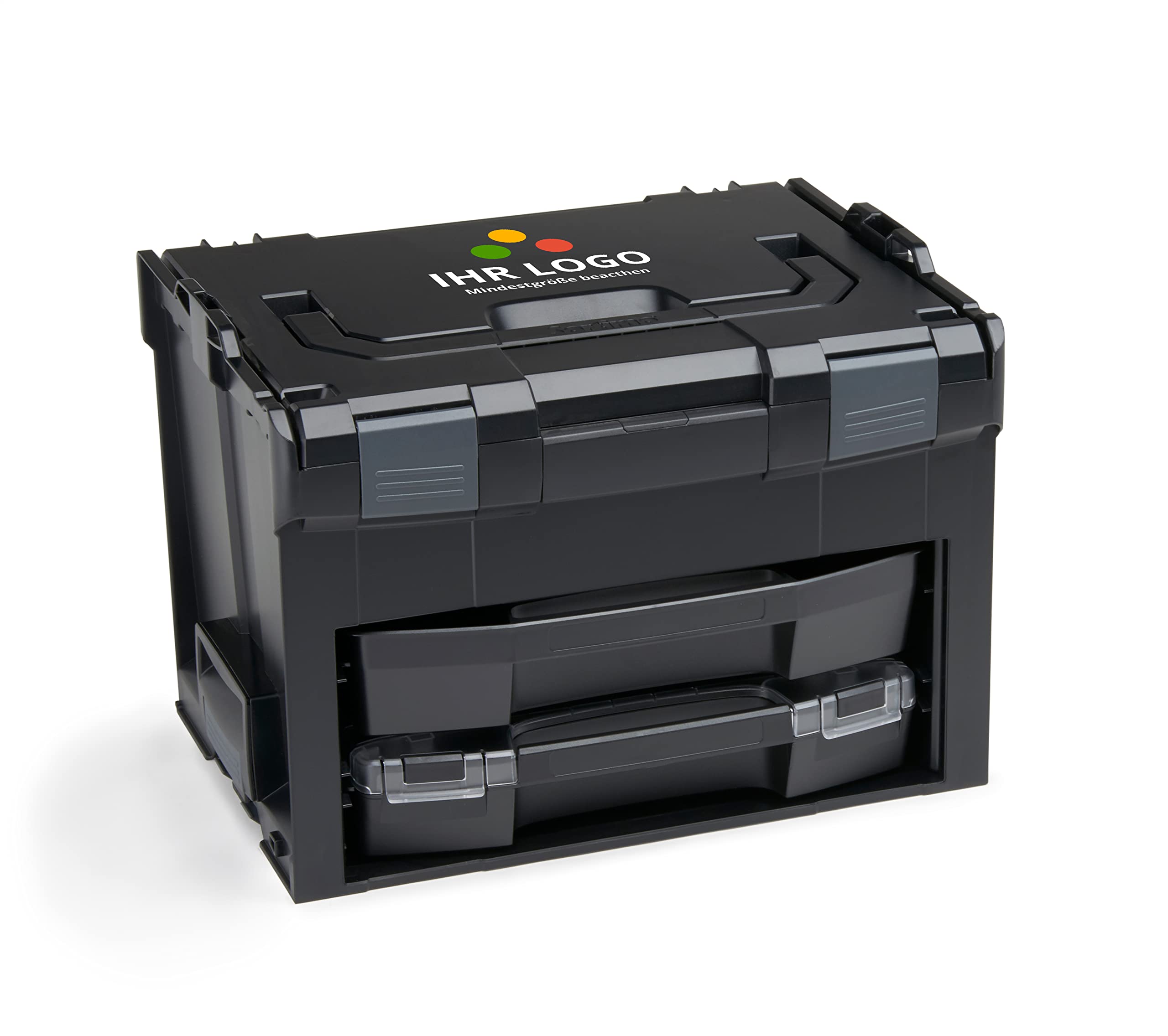 L-BOXX Sortimo LS BOXX 306 | Incluye i-BOXX 72 C3 & LS cajón 72 vacío en negro personalizable con su logotipo | Caja de herramientas profesional vacía | Caja de herramientas vacía de plástico