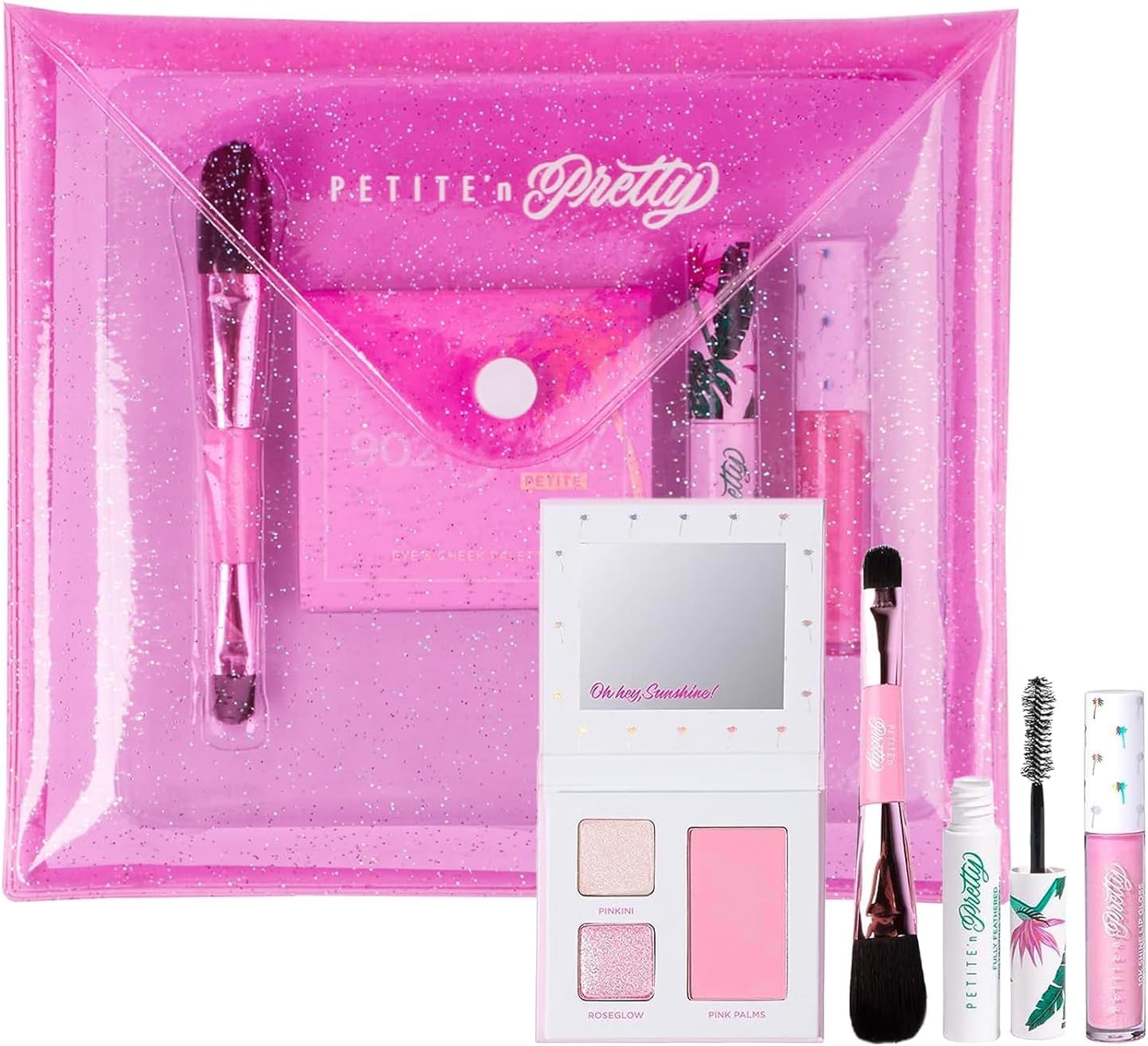 Petite 'n Pretty "Amazon Exclusive" Glow Basics Natural Makeup Starter Gift Set for Kids, Tweens & Teens for Eyes, Cheeks & Lips- Clean, Non Toxic