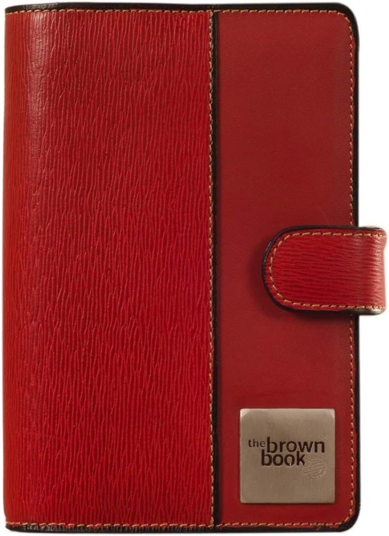 Leather Planner with Undated Page A Day Sheets for Daily Planner, Genuine Leather, Agenda (Red)