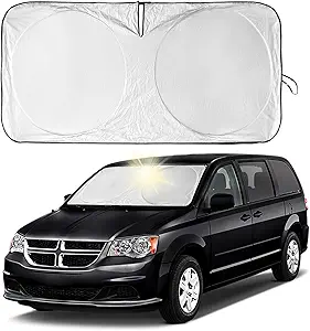 for Dodge Caravan 2006-2024 Front Windshield Sun Shade Sunshade-for Dodge Promaster 2014-2023 Windshield Cover, for Grand Caravan 2022 Reflective Protector Sun Visor Car Accessories(63" X 39.4")