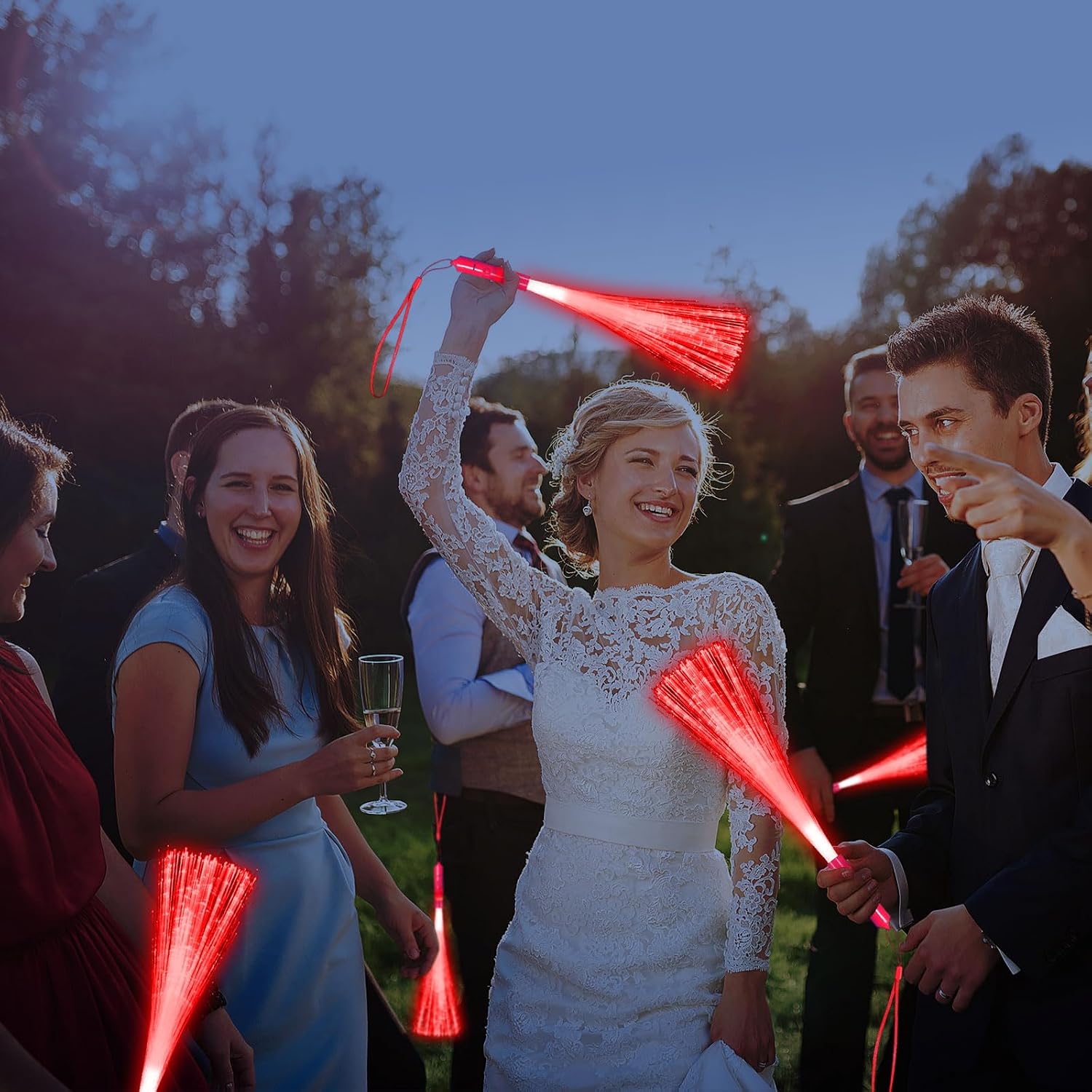 30 Pack Red Fiber Optic Wands Glow Fiber Wands Bulk LED Light Up Wands with 3 Flashing Modes LED Flashing Sticks for July 4th Halloween Christmas Valentine's Day Wedding Birthday