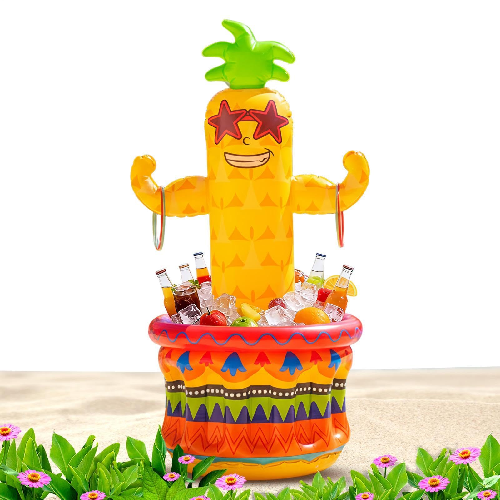 Nadmuchiwana lodówka ananas chłodziarka do napojów ananas 122 cm | Tropikalne dekoracje urodzinowe na lato plaża grill urodziny ukończenie szkoły wakacje basen gry z napojami