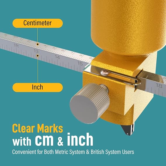 B BLOOMOAK Heavy Duty Circular Glass Cutter with Round Knob Handle and Suction Cup Adjustable Diamond Glass Cutter Tool Set 24 with Extra Blade (60cm)