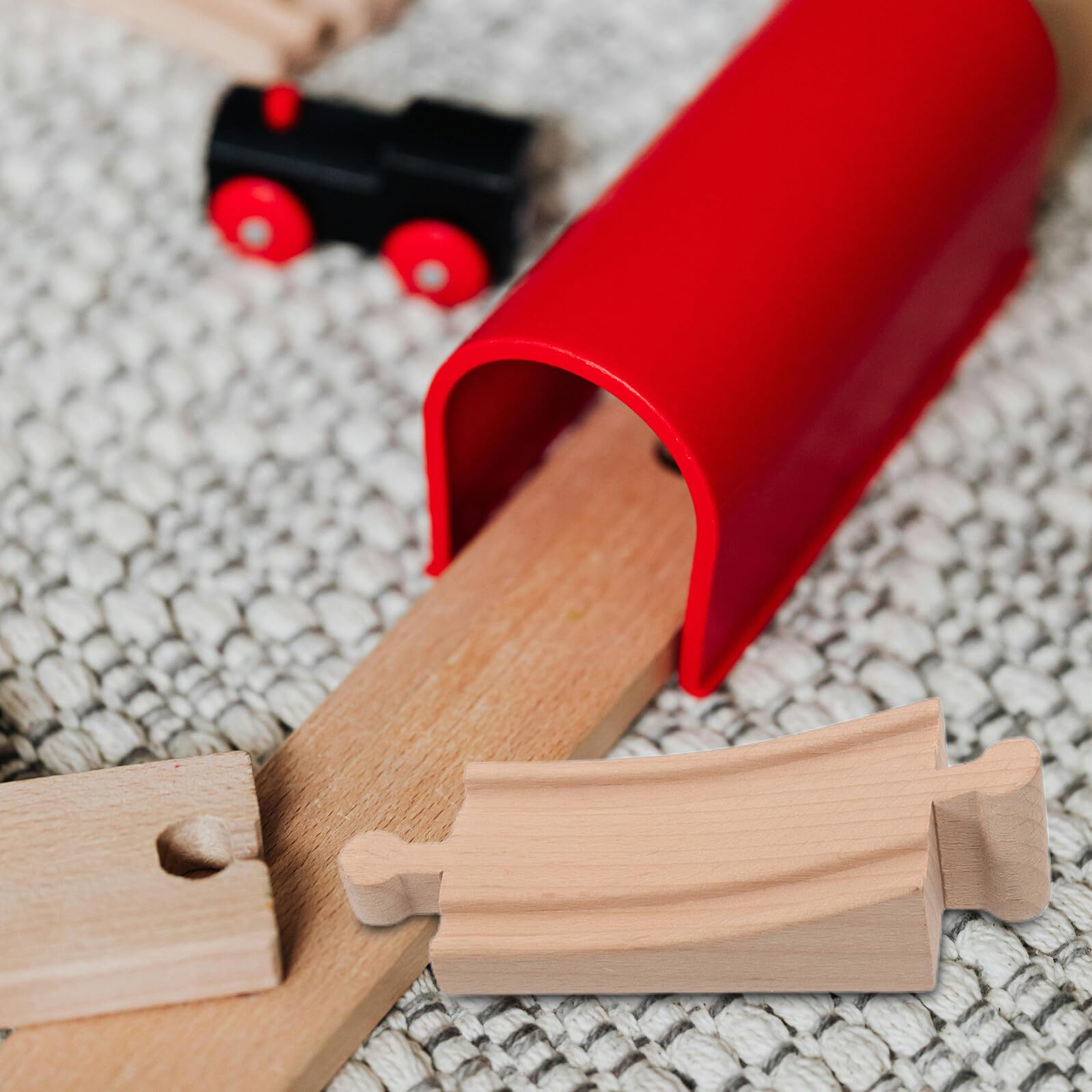 Set Accessori per Pista Giocattolo in Legno con Ponte Singolo, Espansione Trenino Educativo per Ragazzo Ragazza, Kit Costruzione Stimola Creatività e Collaborazione Familiare
