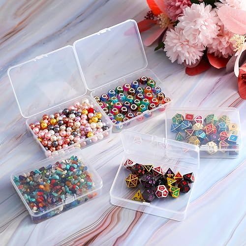 Miniatura 33 de Paquete de 48 recipientes de plástico transparente pequeños con tapa con bisagras para objetos pequeños, manualidades, joyería