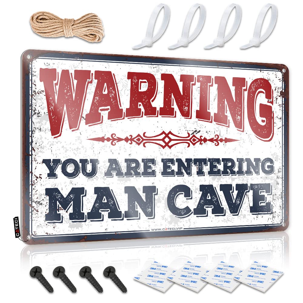 Bar Sign Metal Warning You Are Entering Man Cave Sign Funny Outdoor Decor Funny Desk Signs(30X40CM)