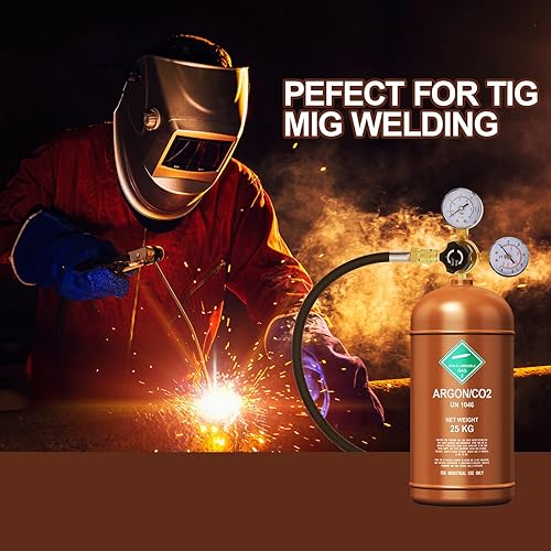 Miniatura 8 de Medidor de flujo de regulador de argón de salida dual para soldadura TIG MIG 0-60CFH 0-4500PSI CGA580 Entrada 58 "x 18 RH Outlet Fitting