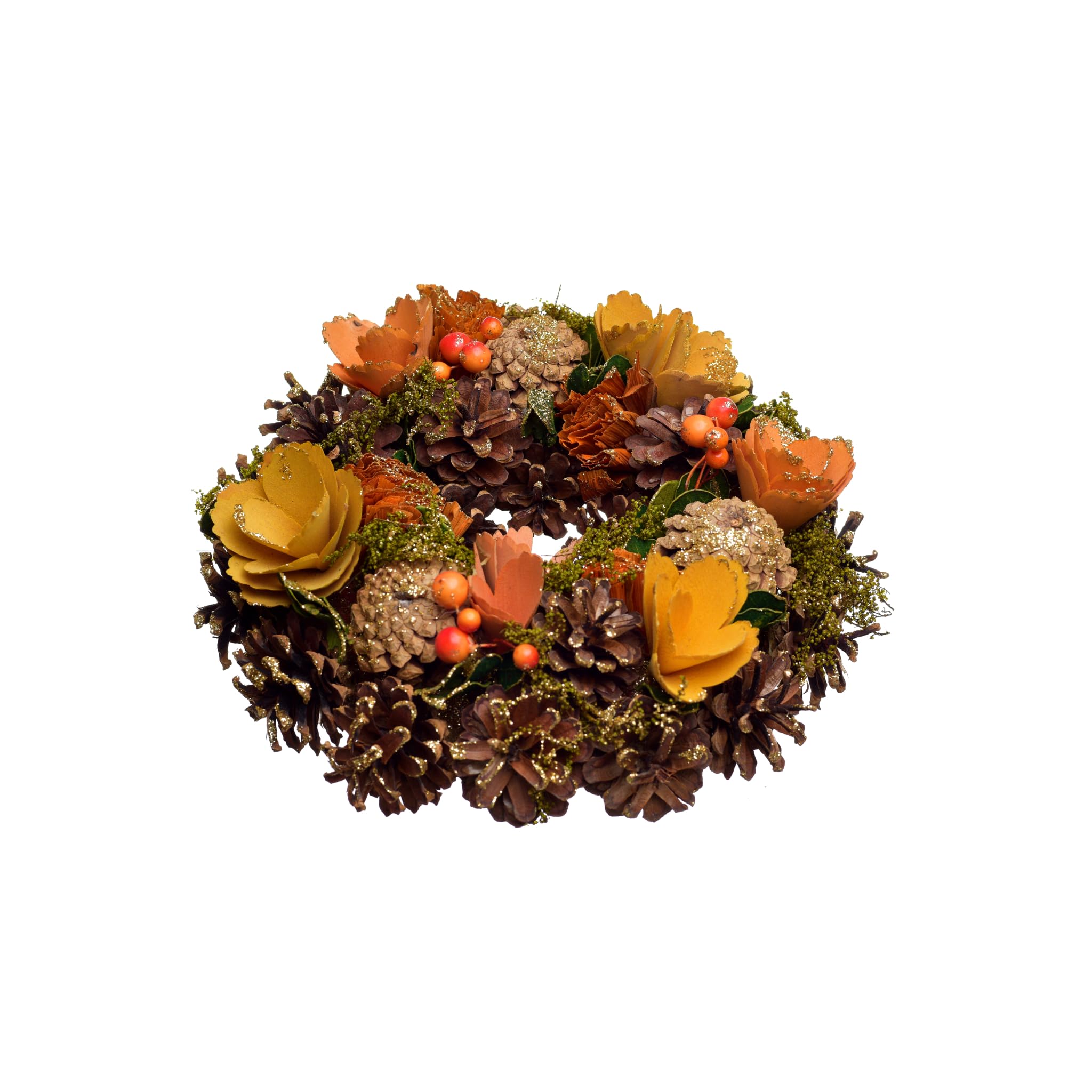 HEITMANN DECO Colourful Autumn Wreath Approximately 25 x 25 x 8 cm Natural Brown/Orange/Yellow/Green
