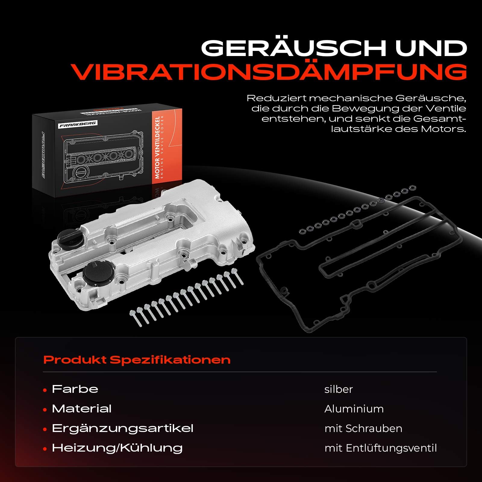 Frankberg Ventildeckel Zylinderkopfhaube mit Dichtung Entlüfterventil Kompatibel mit Corsa D S07 Cruze J300 Trax Volt Adam M13 Ampera R12 Astra J P10 Replace# 55573746