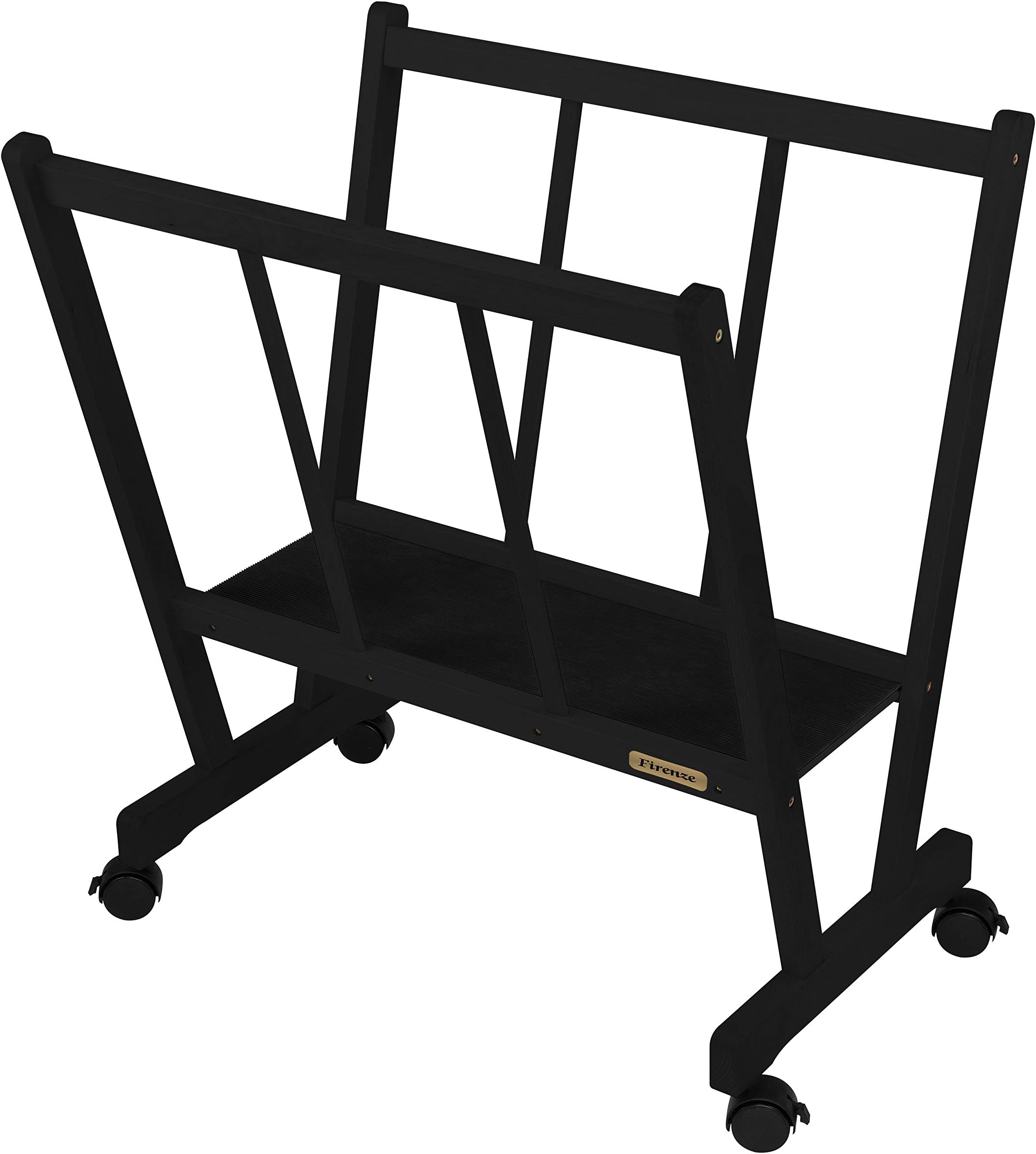 Creative Mark Firenze Wood Large Print Rack with Castors - Perfect for Display of Canvas, Art, Prints, Panels, Posters, Art Gallery Shows, Storage Rack - Black