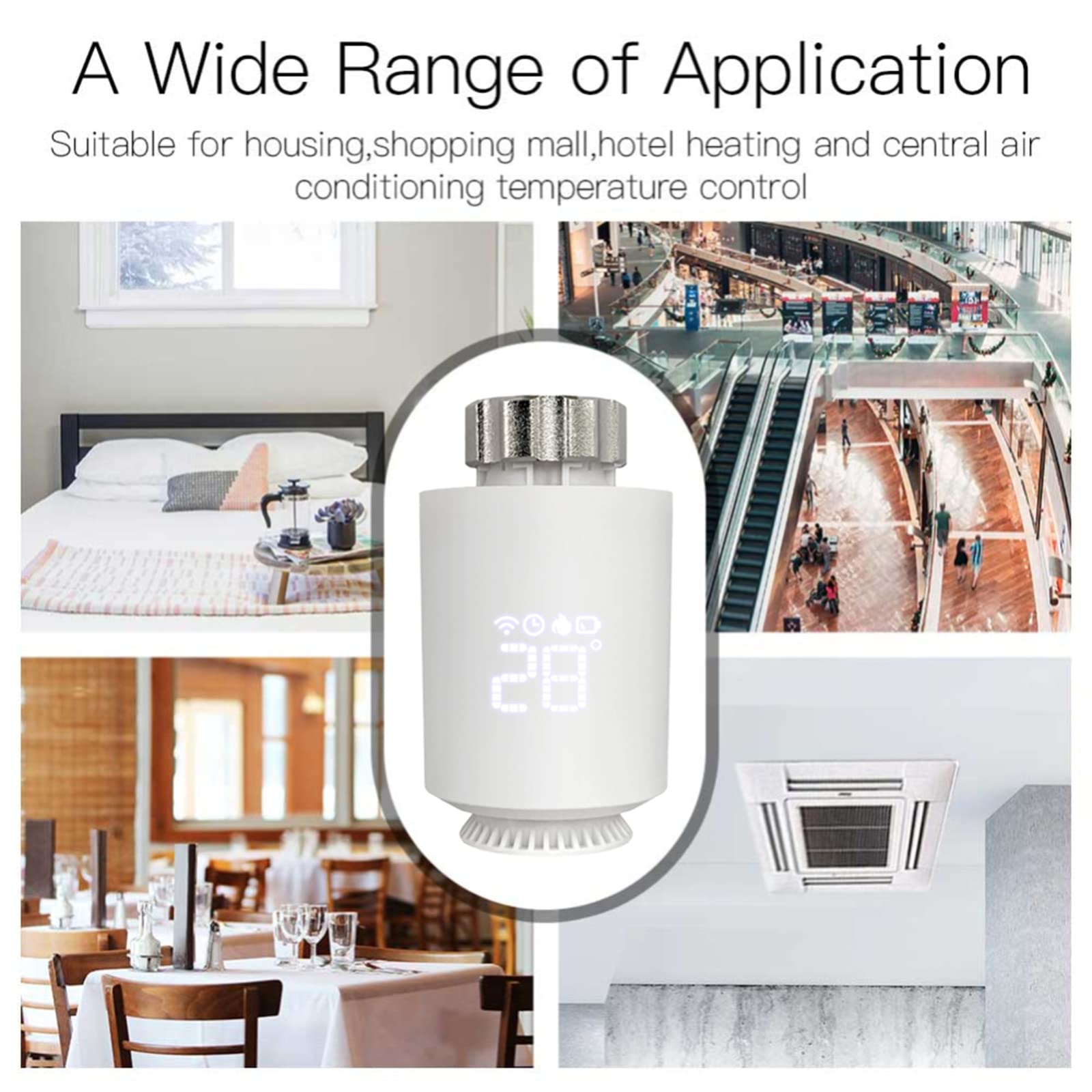 Smartes Digitales Thermostat Heizung,Heizkörperthermostat Ventilkopf Smart Programmierbares WLAN Erweiterbares Heizkörperthermostatventil,6 stücke