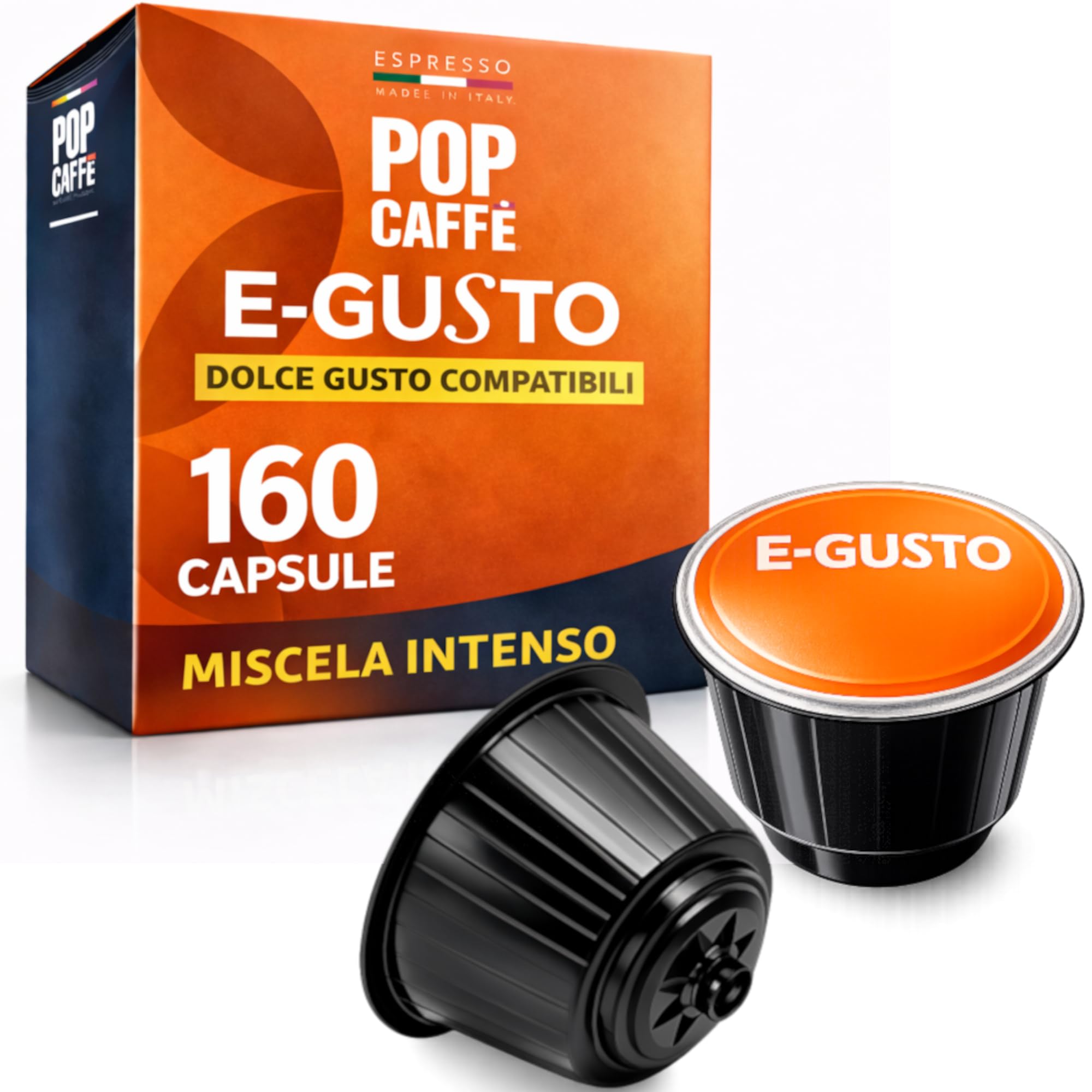Pop Caffè - 160 cápsulas E-gusto, mezcla 1 intenso, compatibles con Nescafé Dolce Gusto