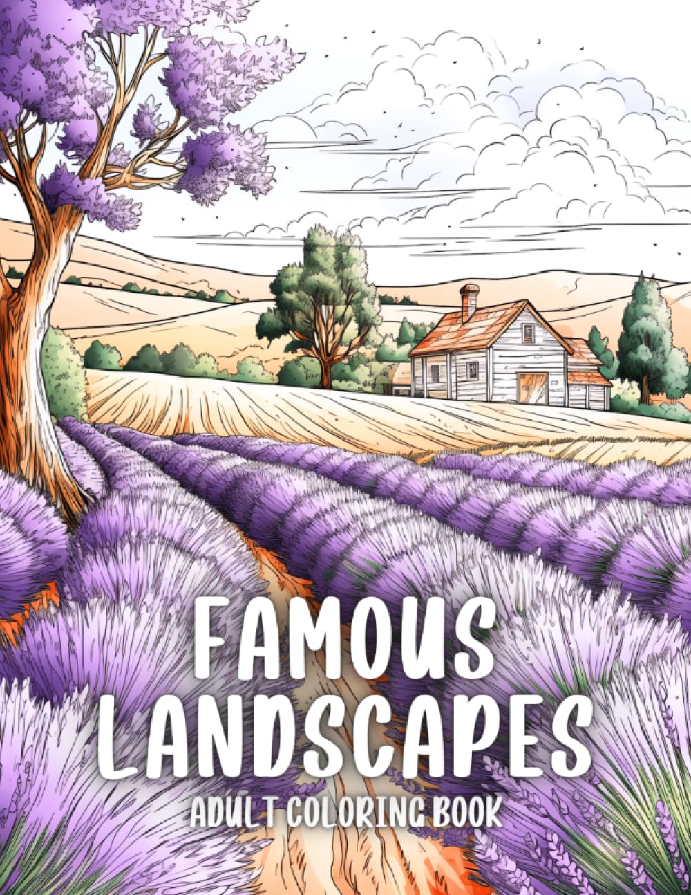 Famous Landscapes: Adult Coloring Book of Iconic Destinations From Around the Globe in Line Art and Grayscale