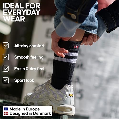 Miniatura 3 de DANISH ENDURANCE Calcetines deportivos de tenis para mujeres y hombres, calcetines de rendimiento, longitud de la tripulación, transpirables,