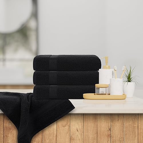 Miniatura 2 de All Design-4 toallas de mano de secado rápido, muy absorbentes, 100% algodón turco, ligeras, color negro perfectas pbaño, cocina, invitados,