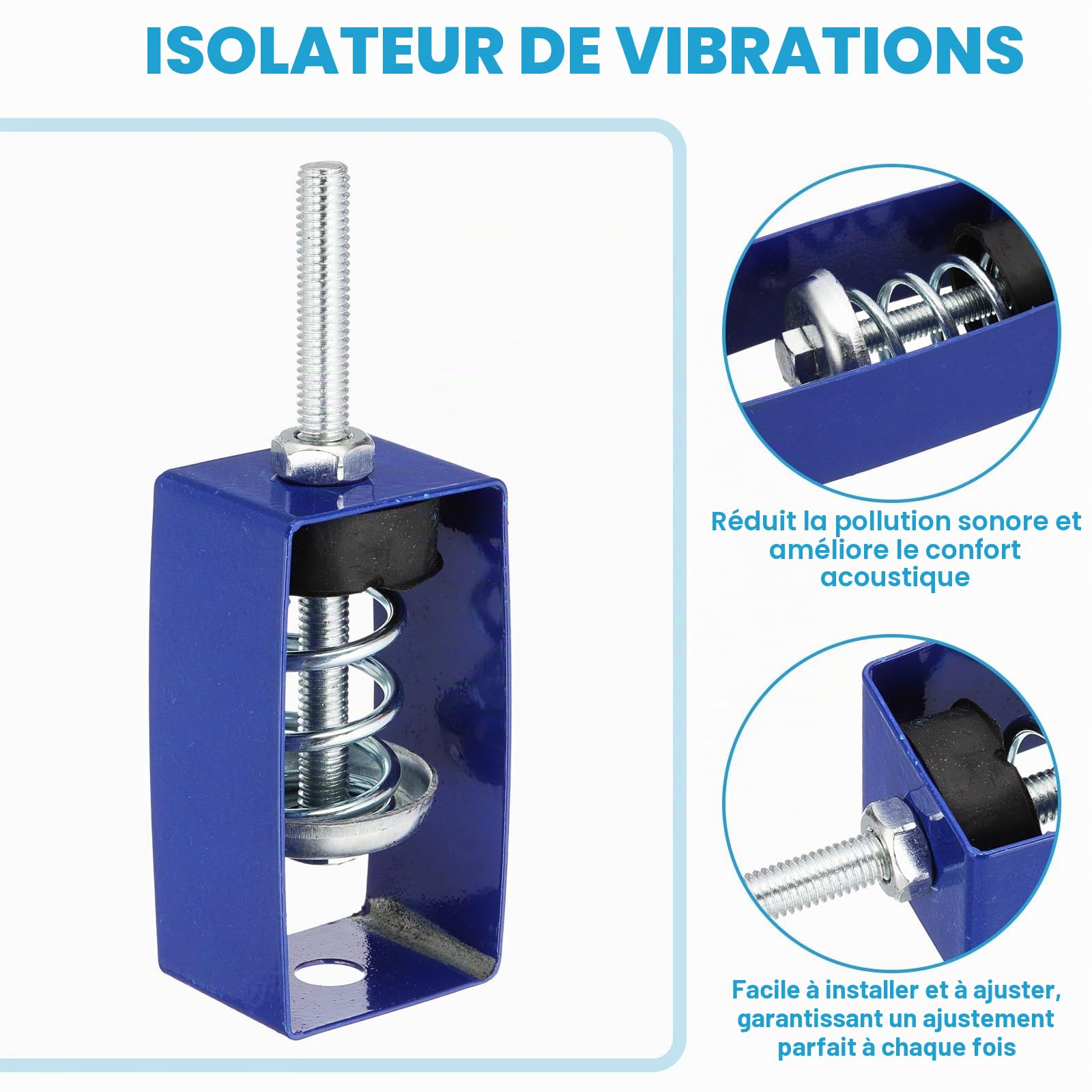 PATIKIL Suspentes Anti-Vibratiles Pour Plafond À Ressort, 8 Pièces 22lbs Supports Anti-Vibration Mécaniques Pour Climatiseur Chambre Salle De Cinéma Studio,(XHS) Bleu