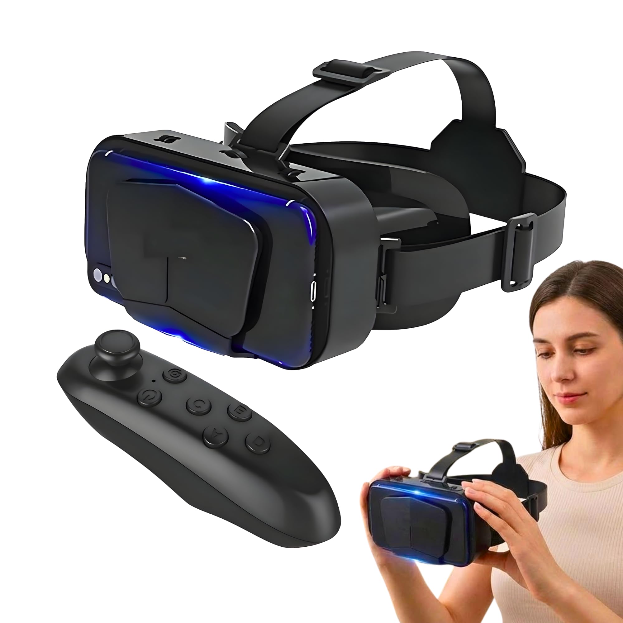 Drumstone (𝐒𝐏𝐄𝐂𝐈𝐀𝐋 𝟏𝟓 𝐘𝐄𝐀𝐑𝐒 𝐖𝐀𝐑𝐑𝐀𝐍𝐓𝐘) Virtual Reality VR Headset with Controller, 3D VR Glasses for Immersive Gaming, Movies & Videos, Adjustable Lens, Universal Smartphone-picture-35