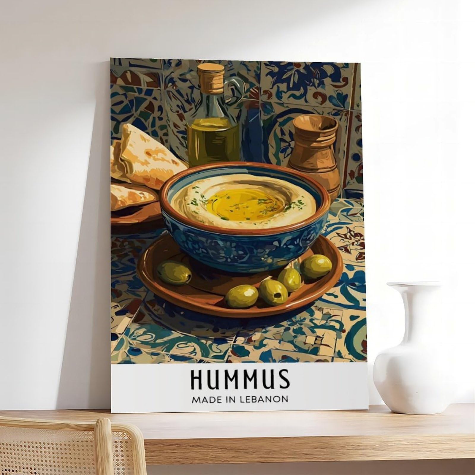 Hummus-Poster, Leinwand-Poster, Wandkunst, Dekordruck, Gemälde für Wohnzimmer, Schlafzimmer, Dekoration, 50,8 x 76,2 cm (L x B)
