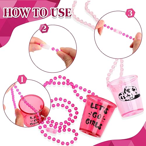 Miniatura 3 de Hillban 12 piezas de chupito en collar de cuentas, varios colores, vasos de chupito de plástico para despedida de soltera, mini chupito para niña,