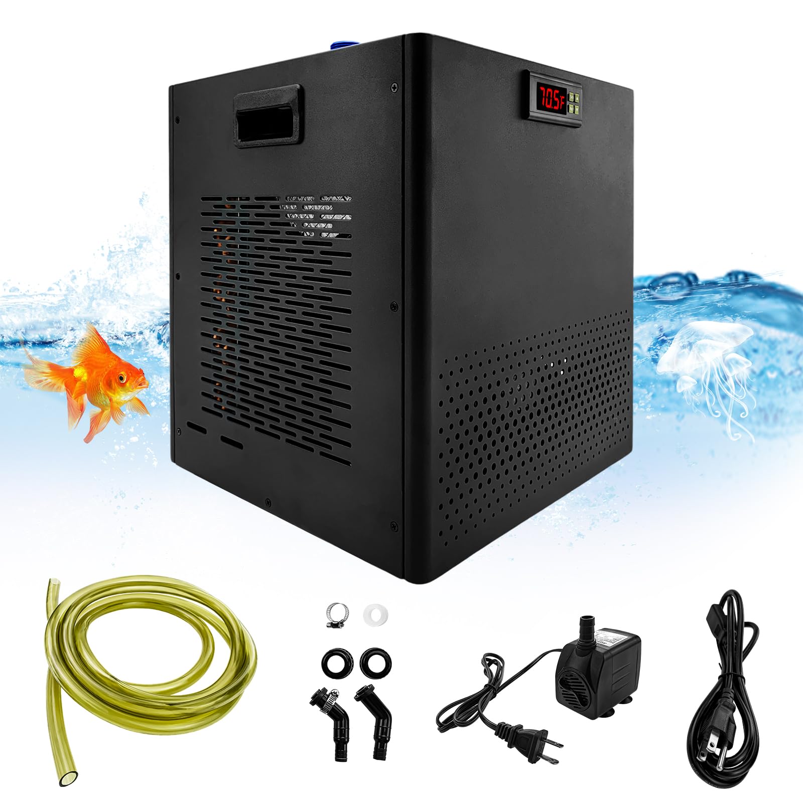 iMeshbean Aquarium Chiller, 79 Gal 300L, 1/3 HP Fish Tank Water Chiller with Quiet Design Compressor, Refrigeration for Hydroponic System Axolotl