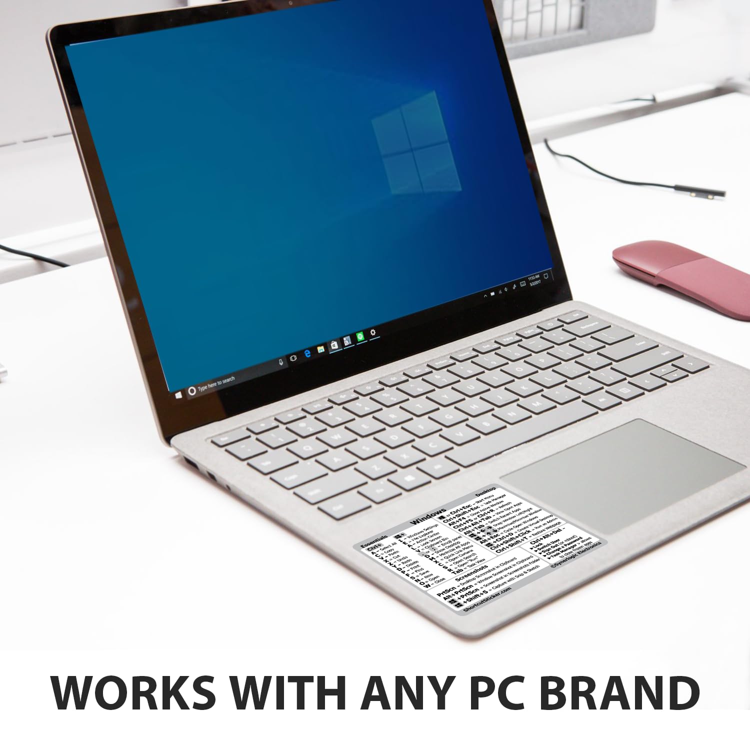 Synerlogic Adesivi per tastiera di riferimento per PC Windows, in vinile, laminato, per PC, laptop o desktop, 10 pezzi (nero/piccolo/10