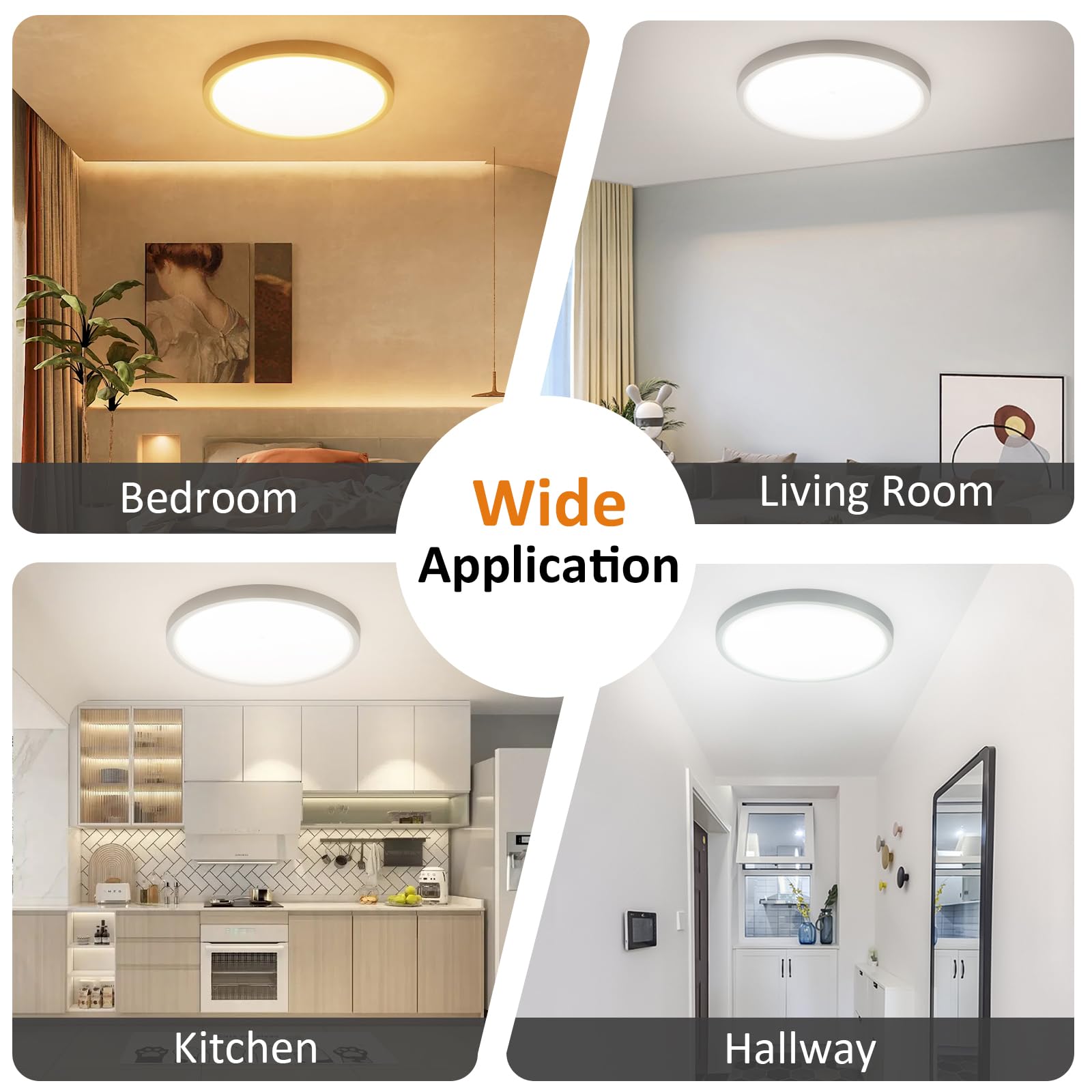 Oraymin Flat Round LED Ceiling Light, 24W IP44 Waterproof Bathroom Light, 3000K, White 18w With Twilight Sensor, 1 Pièces - Image 4