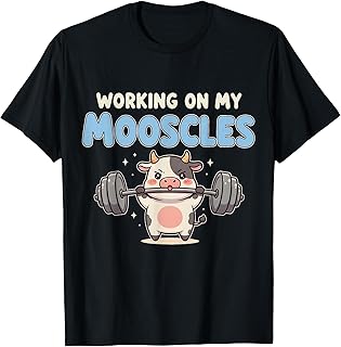 Working On My Mooscles Moo Muscles Workout Cow Weightlifting T-Shirt