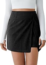 Cicy Bell Womens Corduroy Mini Skirt Casual High Waisted Side Slit A-line Bodycon Work Fall Short Skirts