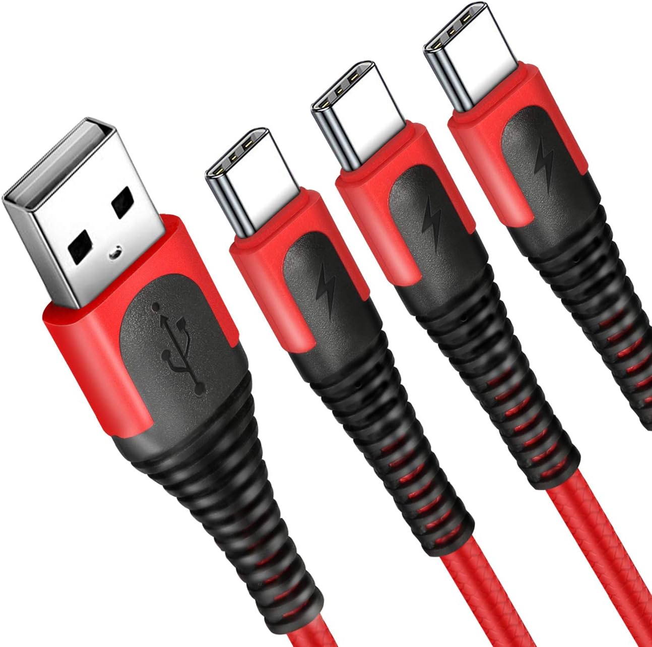 USB C Cable, XLTOK [3Pack x 2m] USB Type C Fast Charging and Data Transfer Charger Cable for Samsung Galaxy S20 /S10 /S9, Huawei P20 P30 / Mate20, Moto G6, Honor 10, OnePlus 6T Red