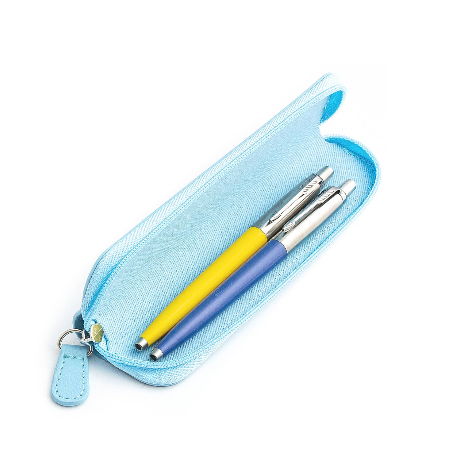 Parker Jotter Ballpoint Pen Set| Sunshine Yellow, Blue Denim | Fancy logo embossed Pencil Case | Perfect for Gifting | Ideal for School, Office, or Daily Use