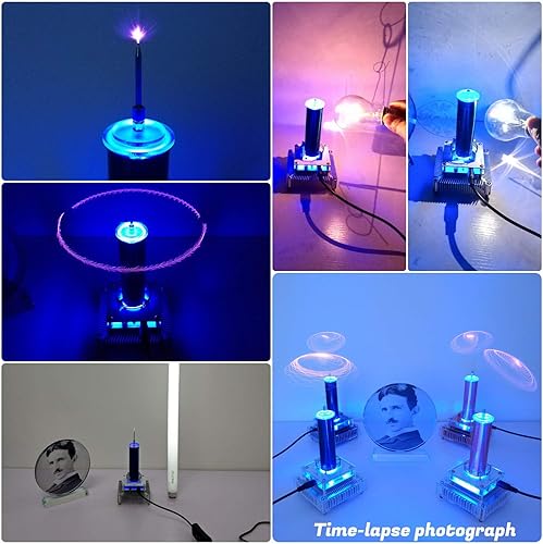 Miniatura 4 de Joytech Music Tesla Bobina Base acrílica Shell Arco Plasma Bocina de transmisión inalámbrica de escritorio experimental Modelo de juguete