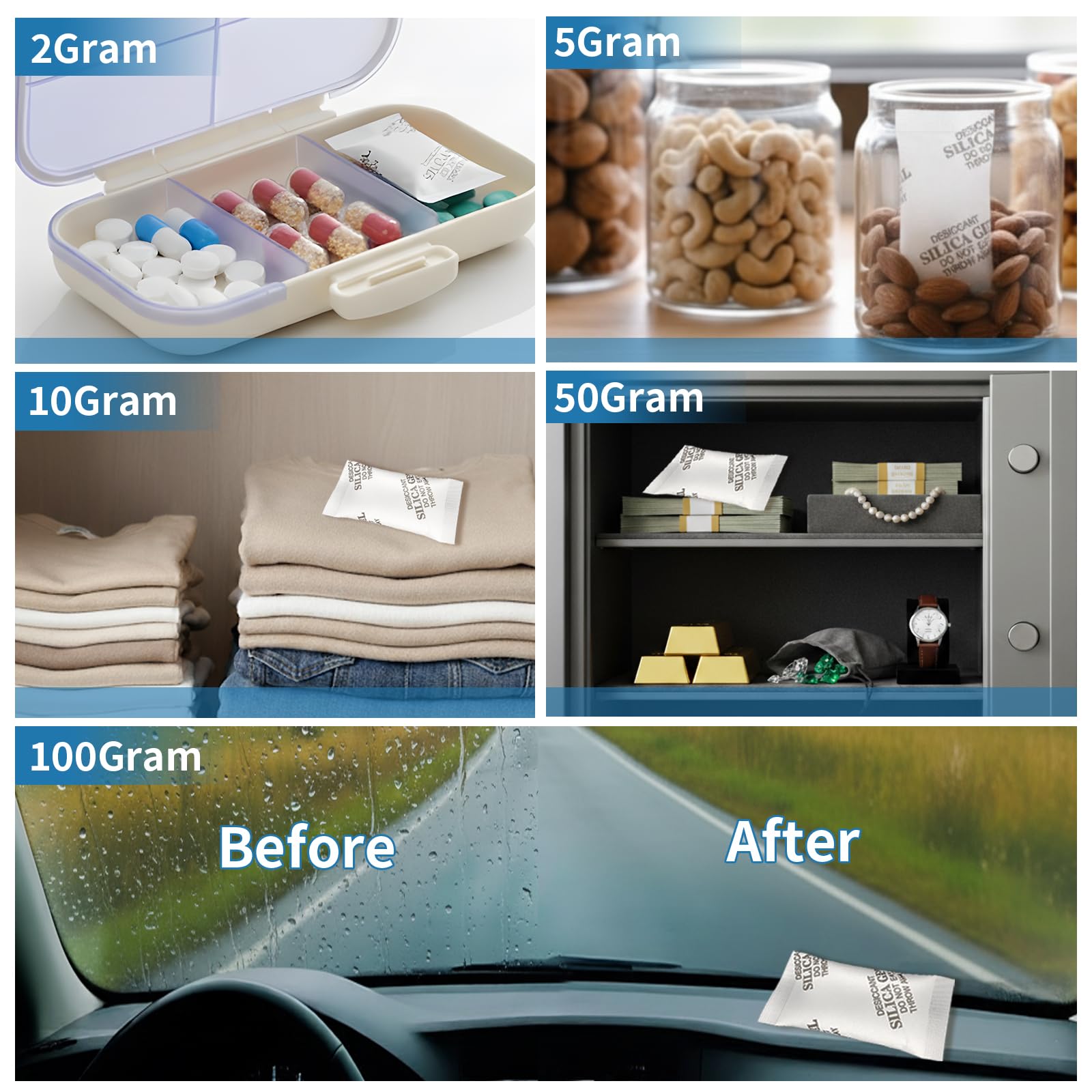 Silica Gel Desiccant Packets 20 Gramos (30 Paquetes) Moisture Absorber for Storage