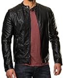 Men's Black REAL Lambskin Leather Biker Jacket VINTAGE GENUINE MOTORCYCLE JACKETS FOR MEN