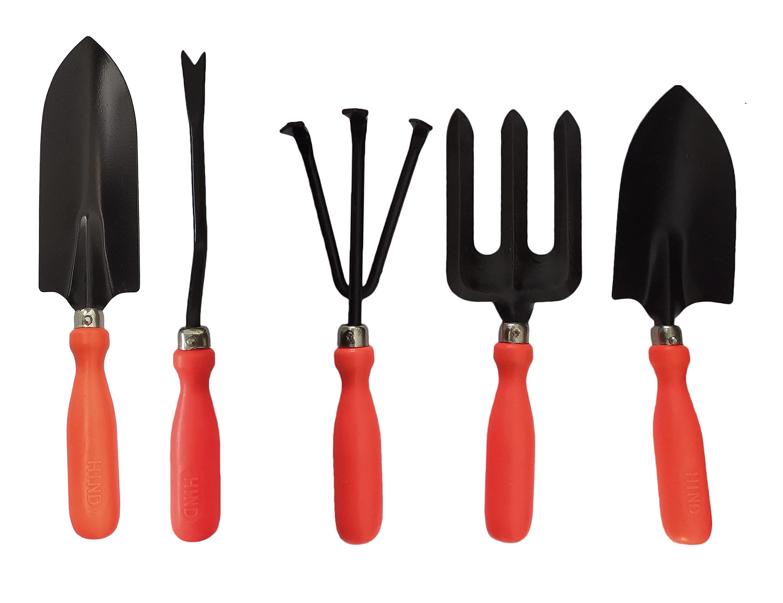 DUMDAAR Garden Tool Kit with Orange Color Handle Comfortable and Durable (Set of 5, Yellow)