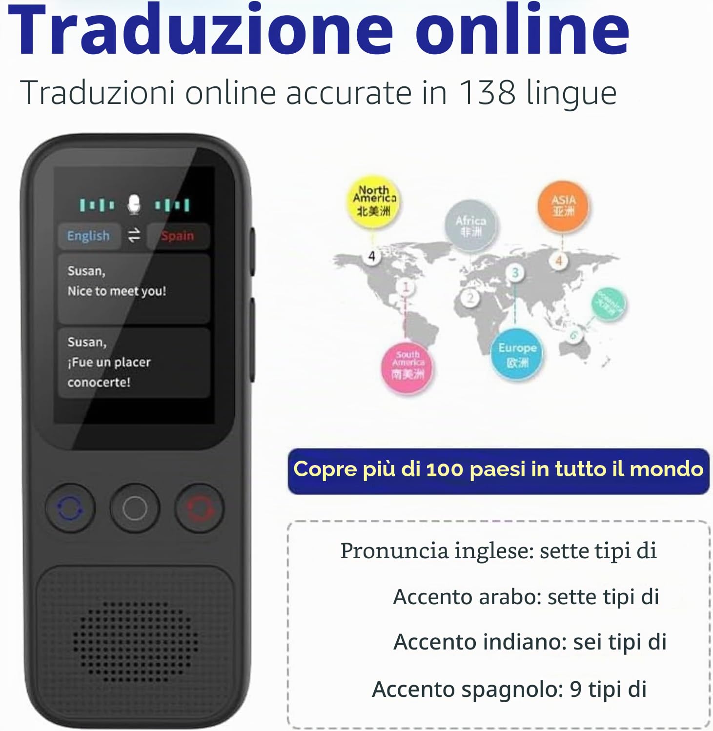 Nuovo 2025, Traduttore Simultaneo Vocale, Traduttore Vocale Istantaneo Offline, Nessun Wi-Fi Necessario, Traduzione Bidirezionale Offline in 18 Lingue (Italiano Offline) (Arizona)