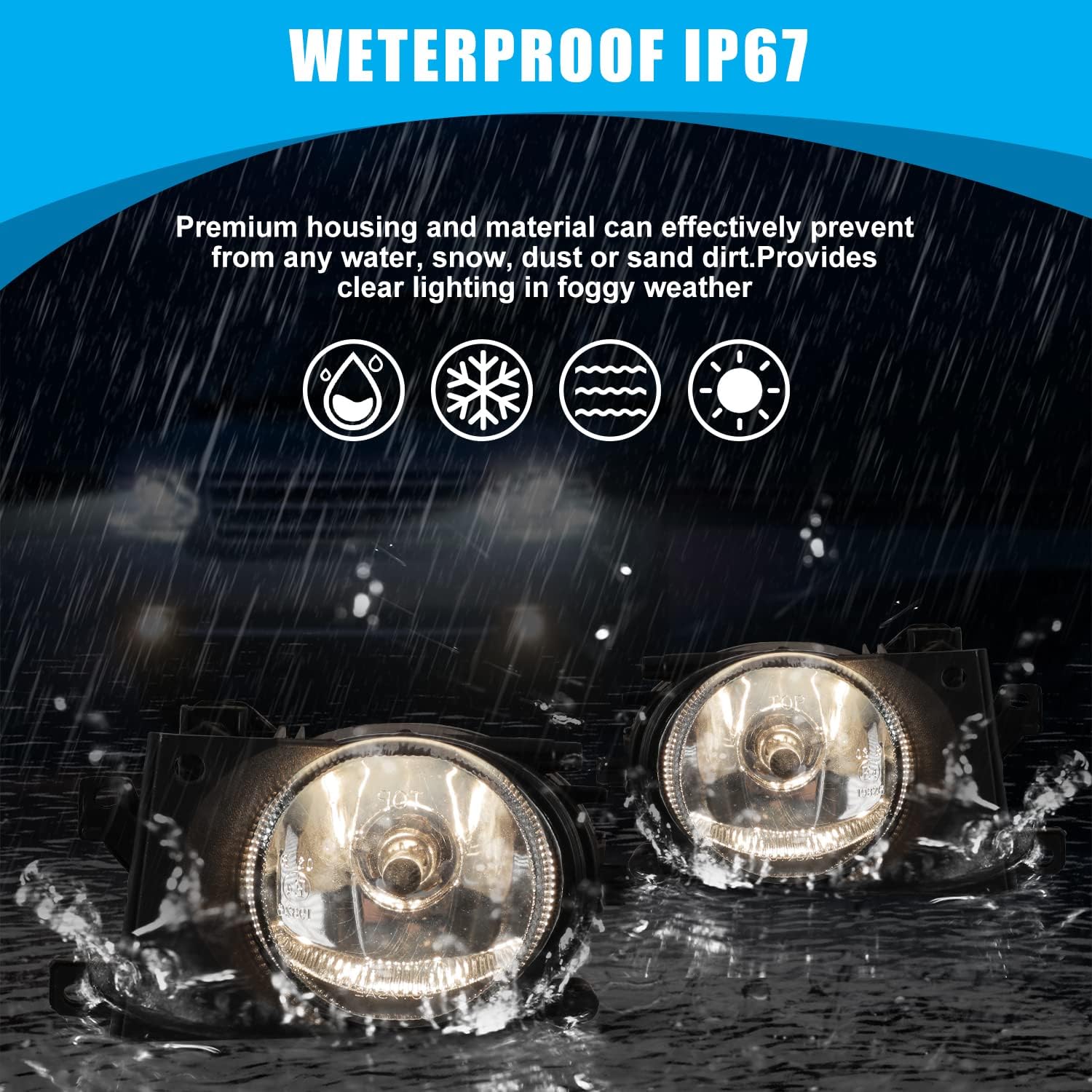 CPW Fog Lights Assembly Compatible with 2001 2002 2003 BMW 525i / 530i / 540i, Driver & Passenger Side Fog Lamps Replacement, 1 Pair Fog Lights w/ H8 12V35W Halogen Bulb (Black Housing Clear Lens)