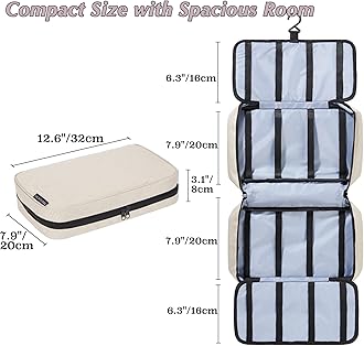 Hair Accessories Organizer for Girls, Hair Accessories Storage Bag, Hair Bow Storage Organaizer for Girls with Multi-Compartments, Baby Hair Accessories Organizer for Travel (Beige)