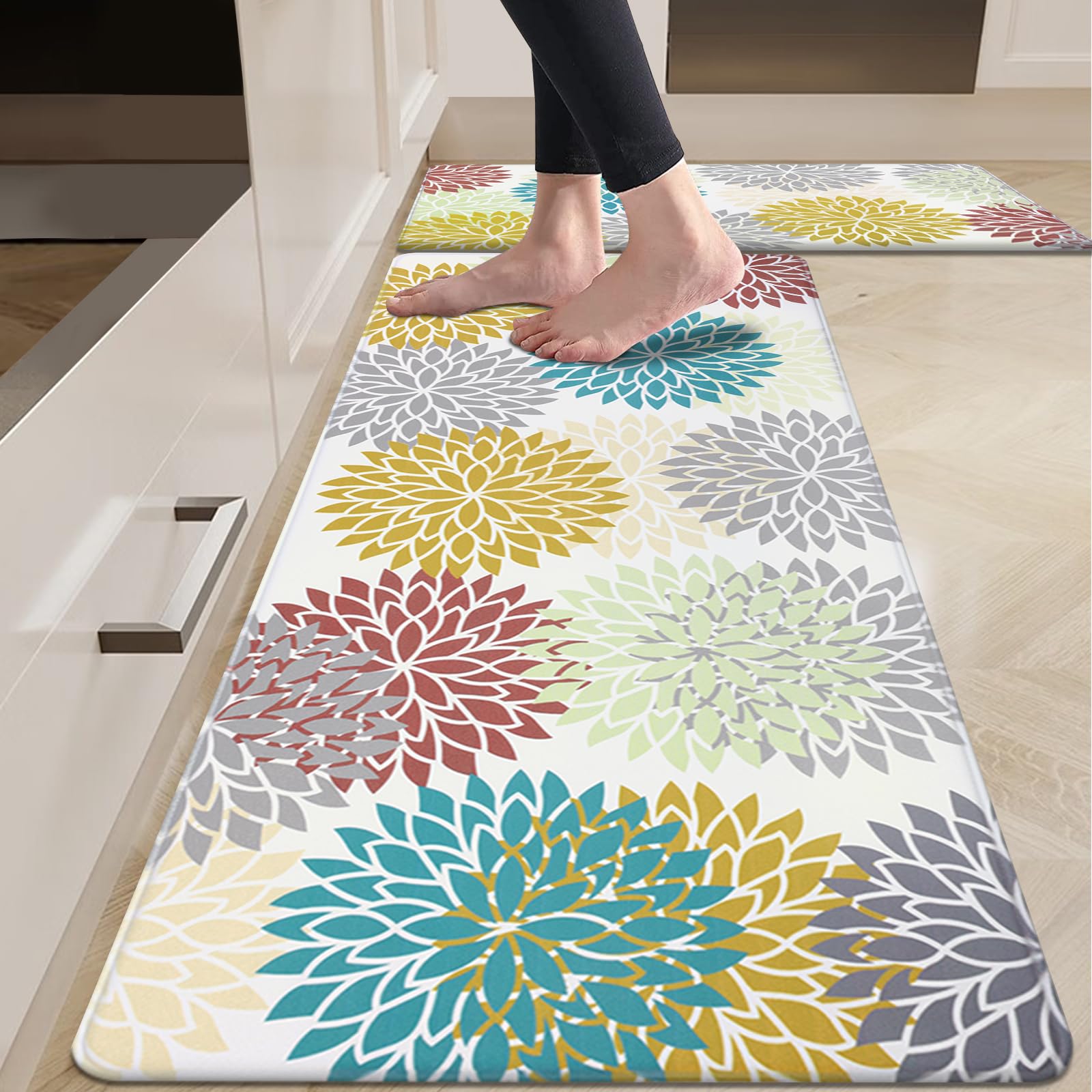HEBE Anti Fatigue Kitchen Rug Sets of 2 Non Slip Kitchen Rugs and Mats ...