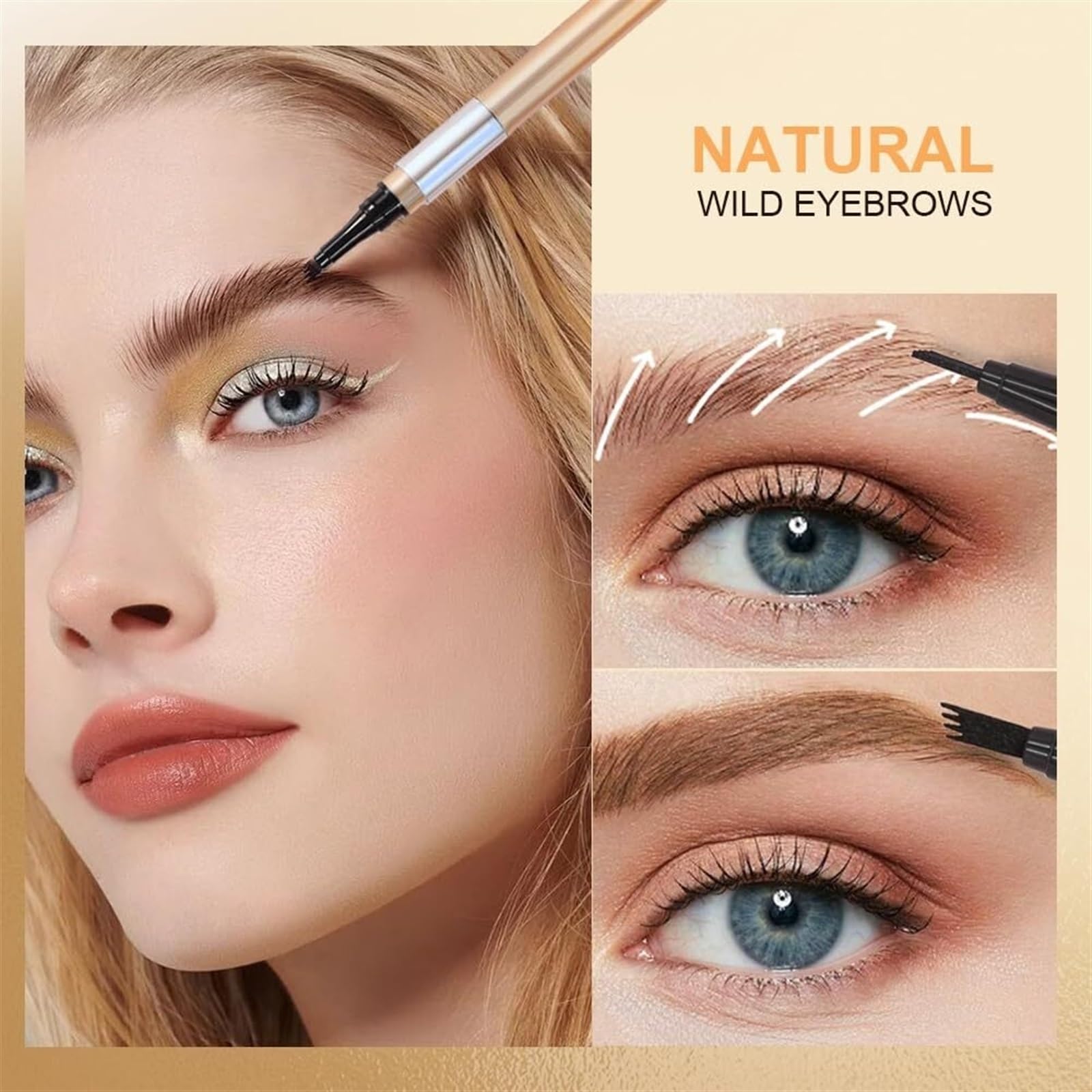 Magischer Augenbrauenstift, mit einem Applikator mit Mikro-Gabelspitze. 3D-wasserfester Microblading-Augenbrauenstift, Konturstift-Augenbrauenpinsel, der mühelos natürlich aussehende Brauen erzeugt(Co