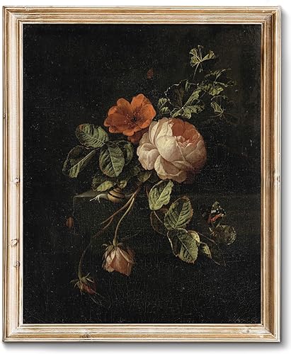 RETRART Arte de pared vintage, impresiones de arte floral vintage para pared, decoración de academia oscura para estética rústica, impresiones de