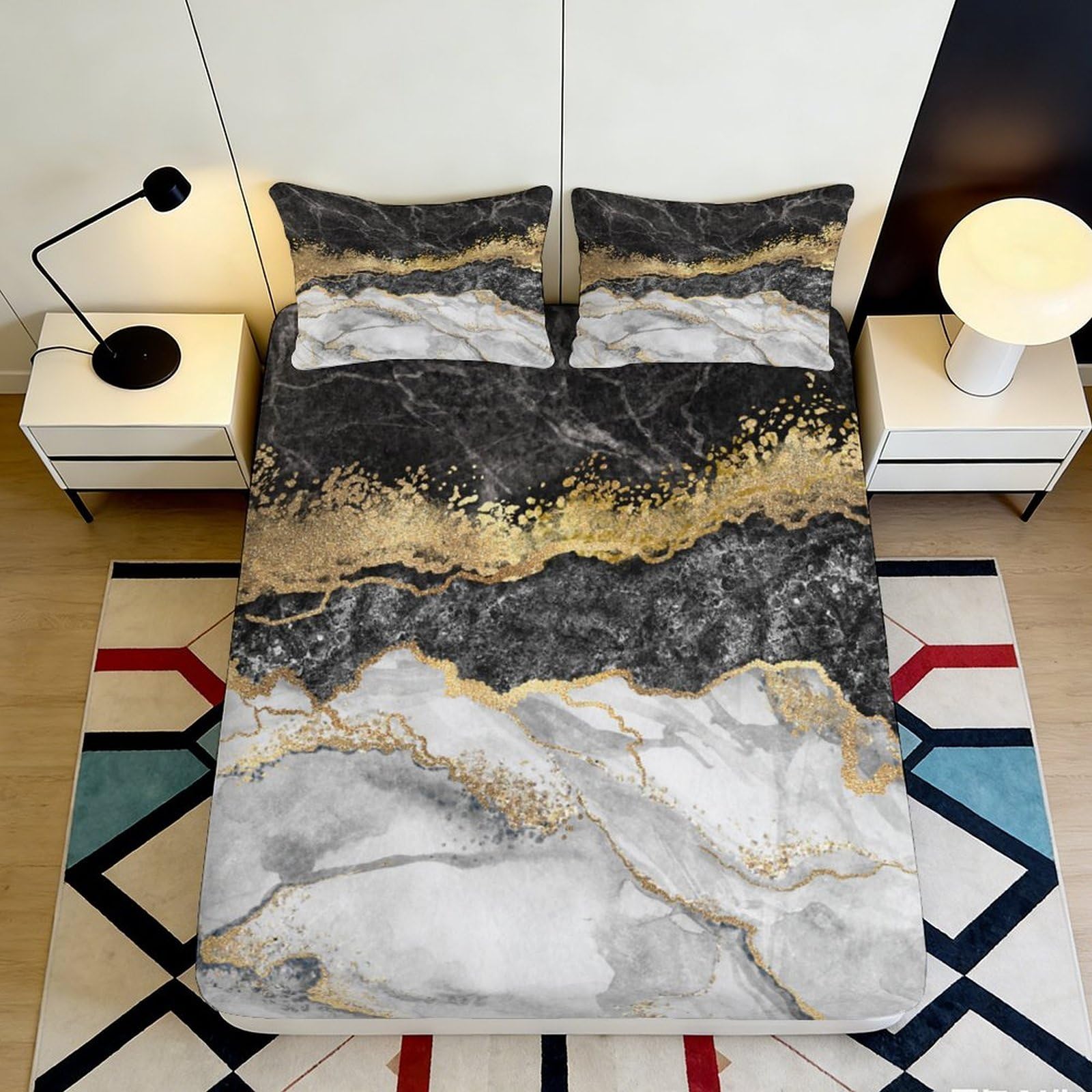 3D Printed Frog Pond Fitted Sheet Microfiber Deep Pocket Non-Slip Bedroom Bedding Frog Pattern Mattress Fitted Cover for Adults Teens 200x200x25cm
