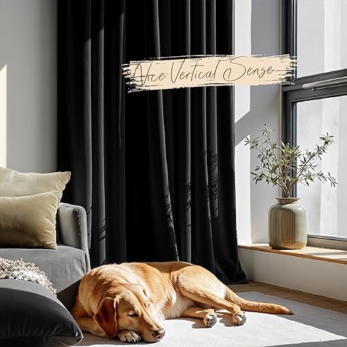 Miniatura 3 de EMEMA Cortinas de terciopelo negro de 84 pulgadas de largo, juego de 2 paneles para oscurecer la habitación, pestaña trasera de lujo y bolsillo para