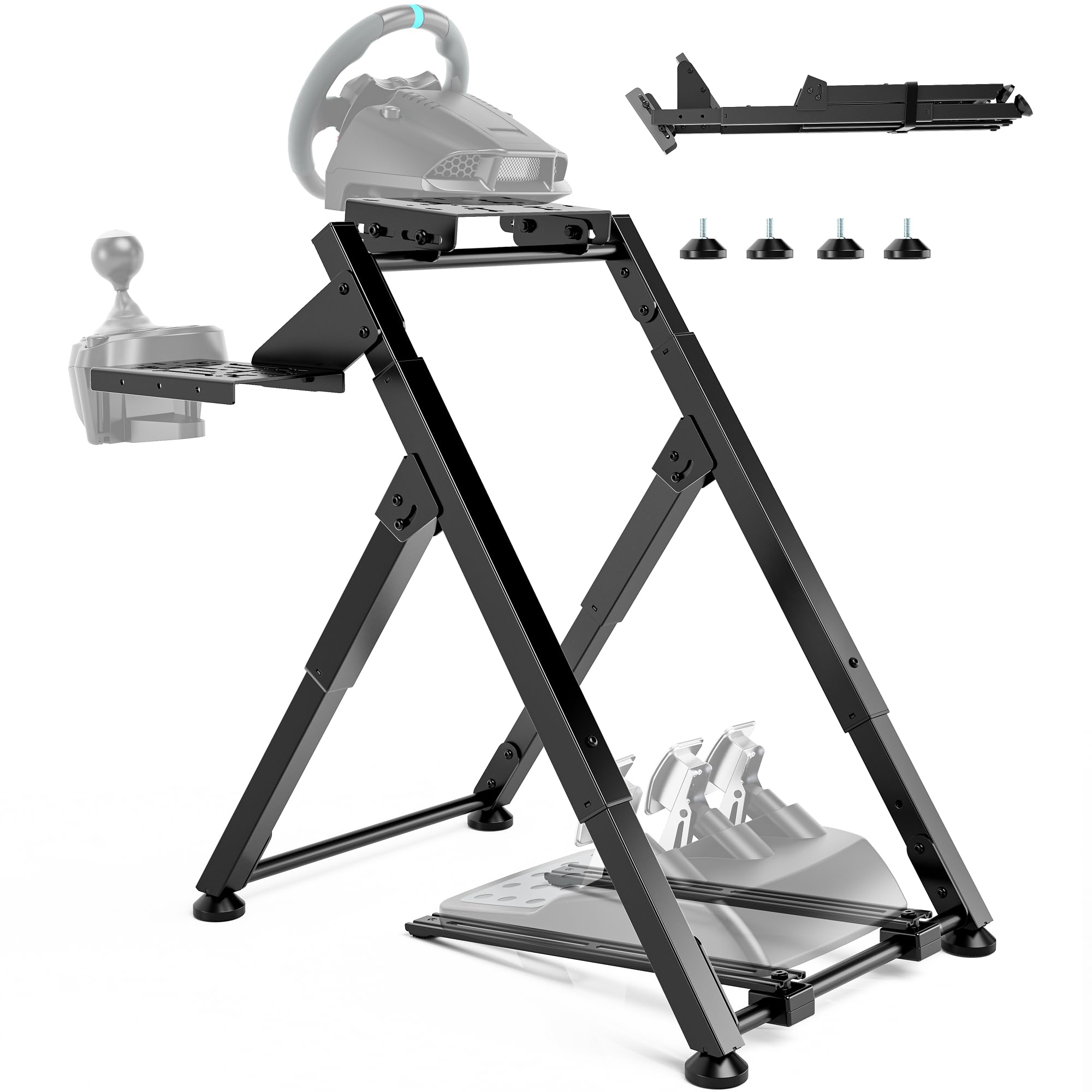 ARES WING Soporte plegable para volante de Sim Racing | COMPATIBILIDAD AMPLIA: Compatible con Logitech G29, G920, G923, Fanatec, Thrustmaster, Moza y Simagic